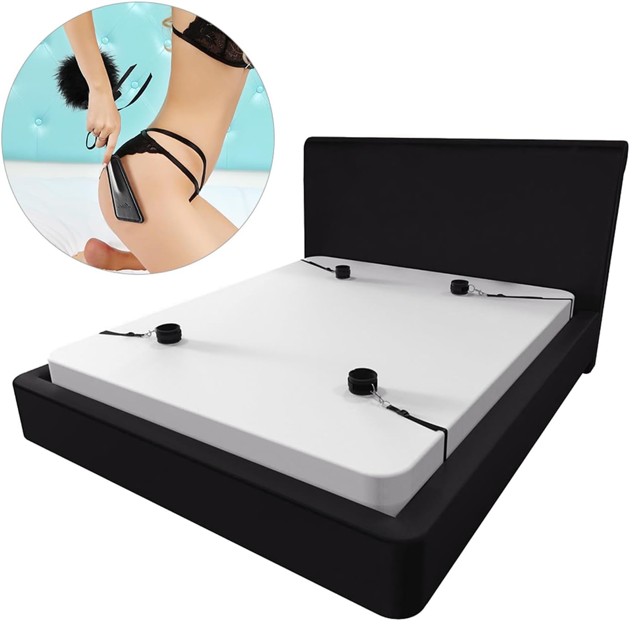 Kit de sujeción para cama BDSM con antifaz y esposas