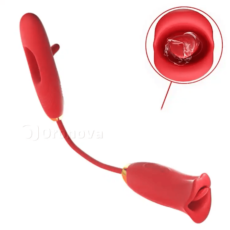 Vibrador con aleteo para punto G con función de besar y lengua vibratoria