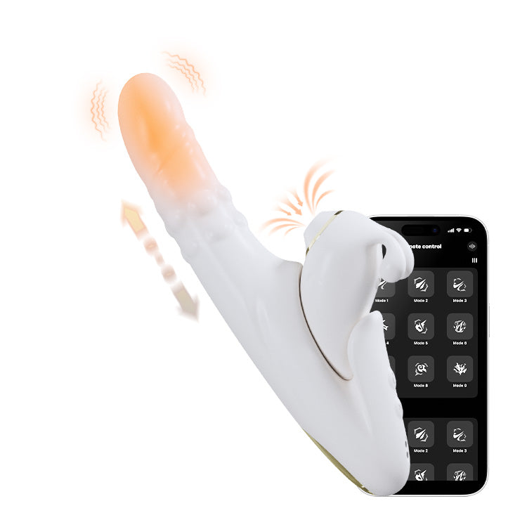 Vibrador 2 en 1 con succión y empuje desmontable con control por app