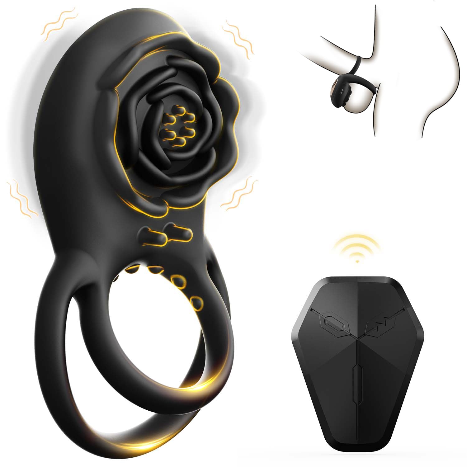Anillo vibrador para pene Rosa Encantadora con estimulación clitoriana