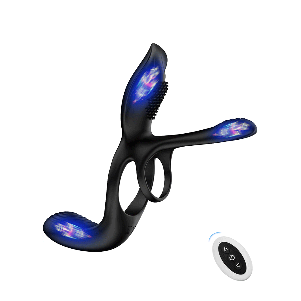 Anillo para el pene con tres motores - Vibrador y acoplado