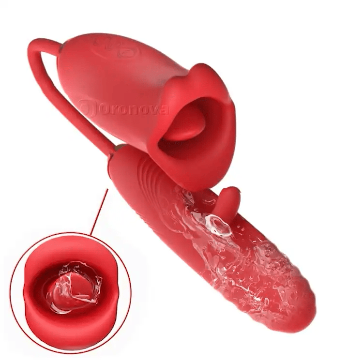 Vibrador con aleteo para punto G con función de besar y lengua vibratoria