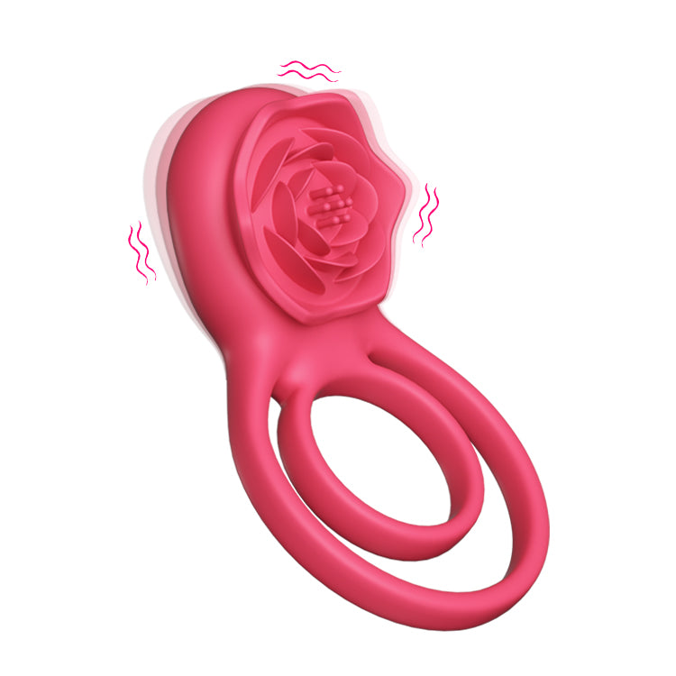 Anillo de pene con vibración y juguete clitoriano de rosa