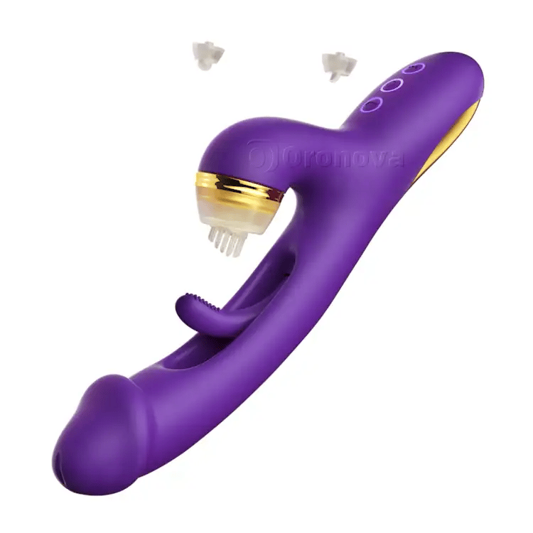 Vibrador de punto G con aleteo y fundas de silicona para golpear, hacer cosquillas y lamer