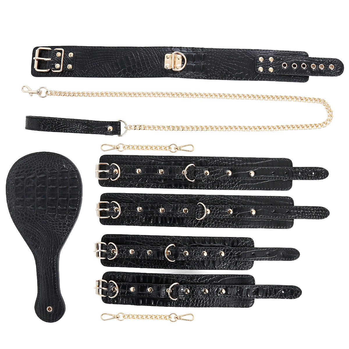 Set de restricción de bondage BDSM de 4 piezas de cuero PU