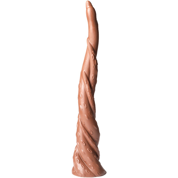 Dildo súper largo de 16 pulgadas con diseño espiral monstruoso y base de succión