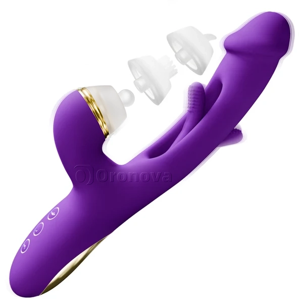 Vibrador Punto G con Aleteo - Mangas de Silicona Intercambiables para Funciones de Golpeteo, Cosquilleo y Lamedura