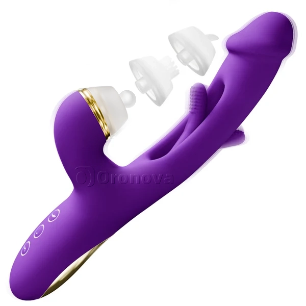 Vibrador de punto G con aleteo y fundas de silicona para golpear, hacer cosquillas y lamer