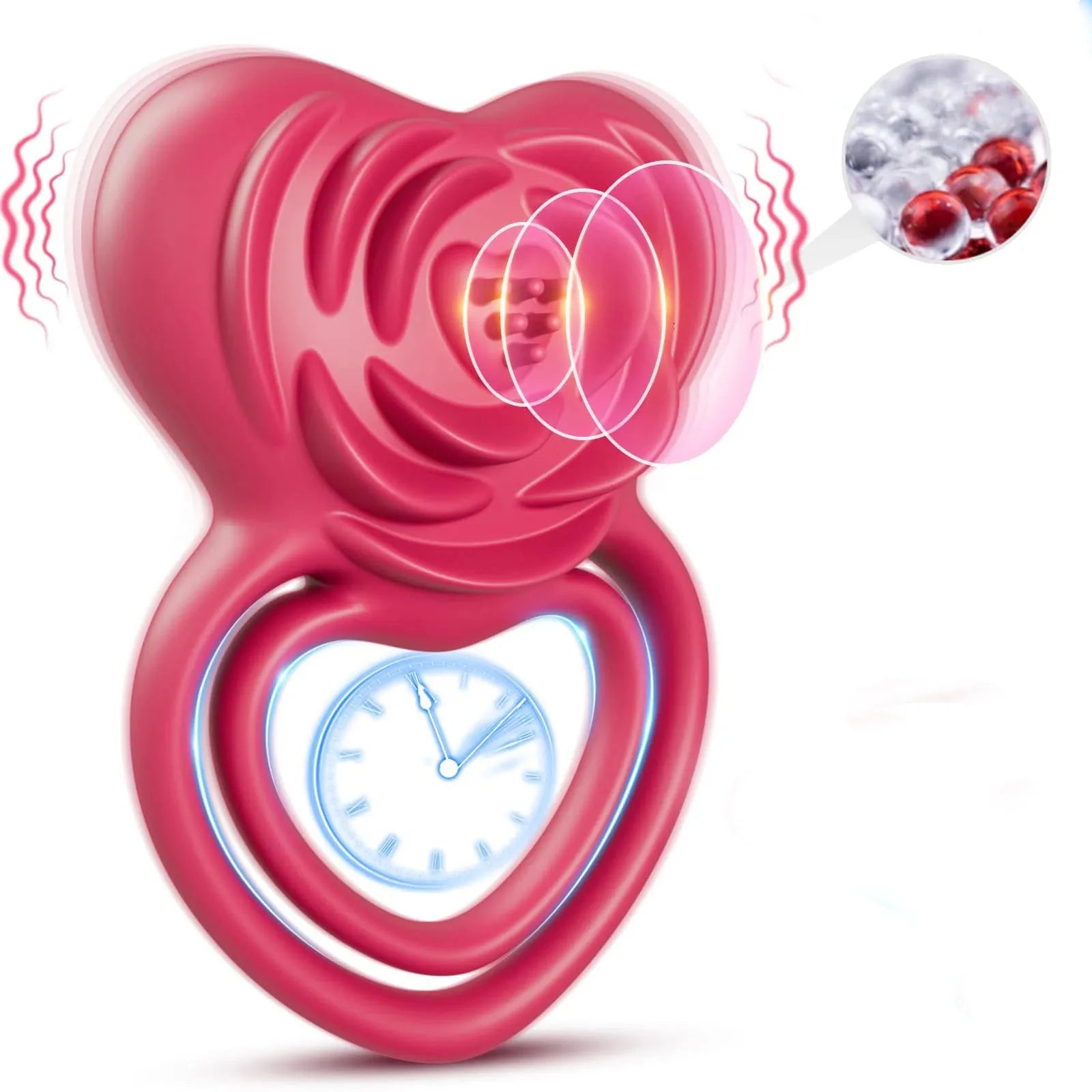 Anillo vibrador potenciador del placer con estimulación de rosa para él y ella