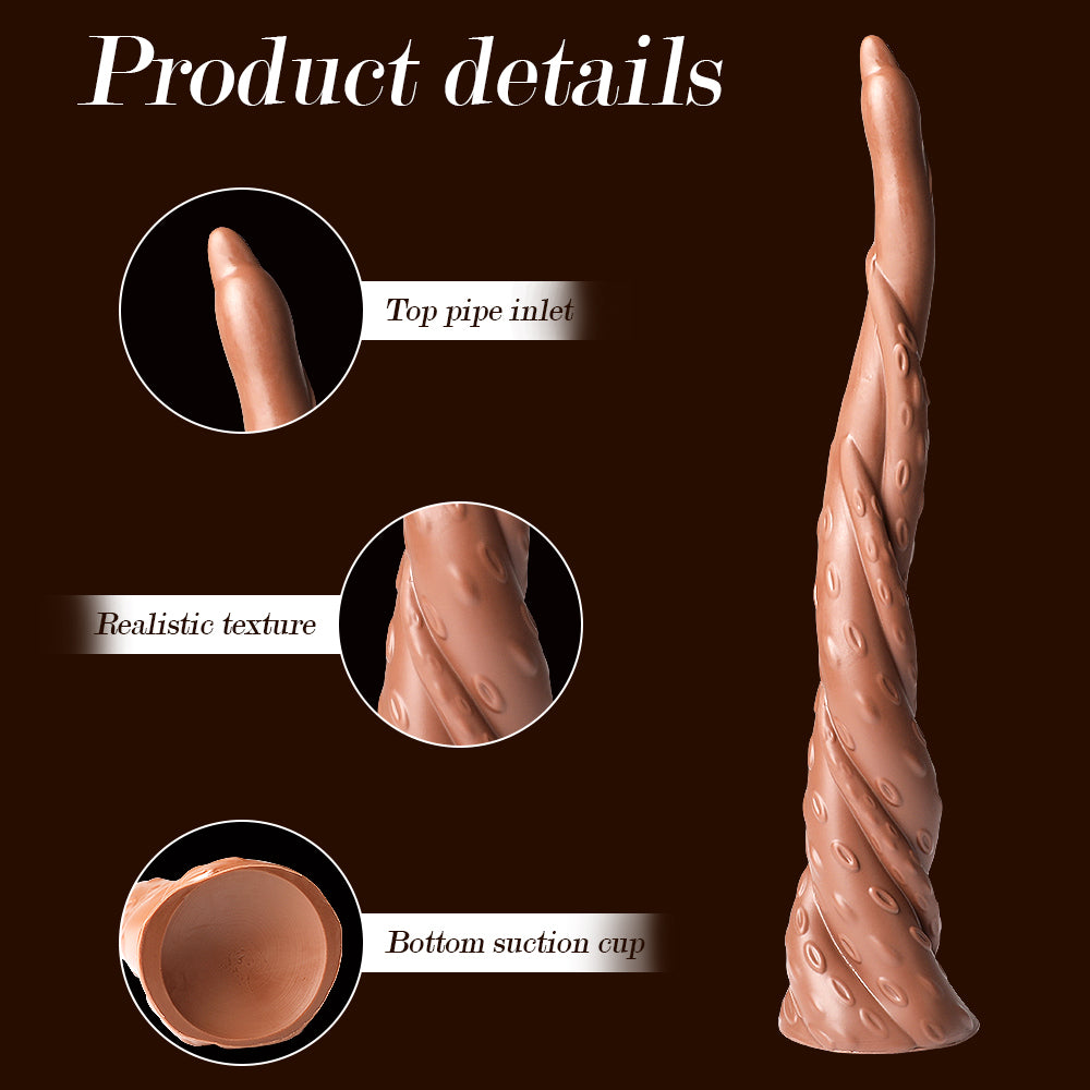 Dildo súper largo de diseño espiral monstruo de 16 pulgadas con base de succión