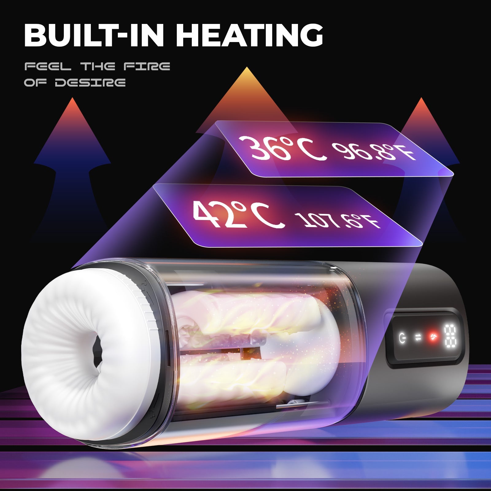 Masturbador masculino automático con 6 intensidades de frotación y 2 niveles de calentamiento