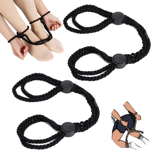 Juego de Cuerdas de Bondage Ajustables para Muñecas y Tobillos – Restricciones BDSM para Parejas