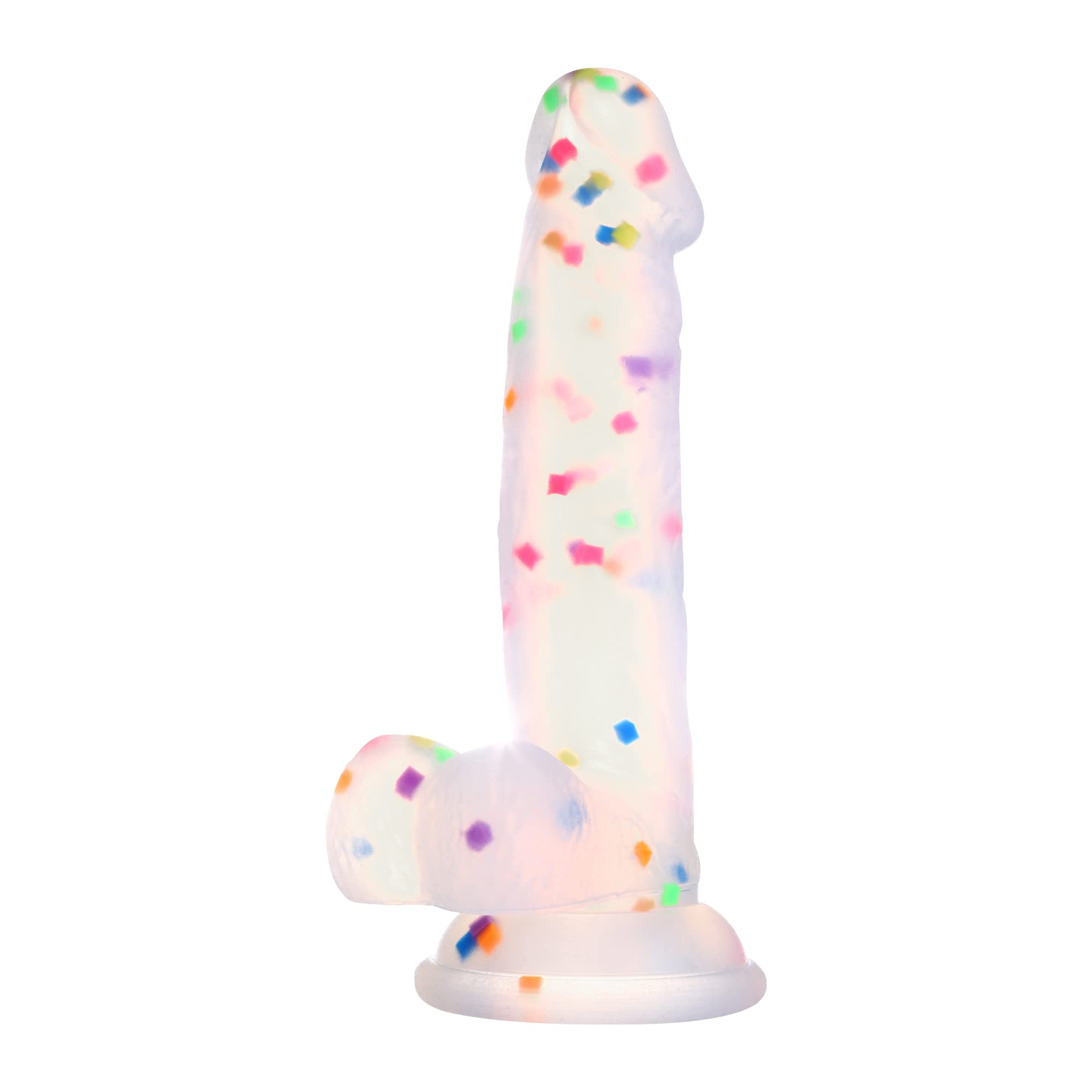 Dildo de silicona con confeti de 6.5 pulgadas con ventosa fuerte