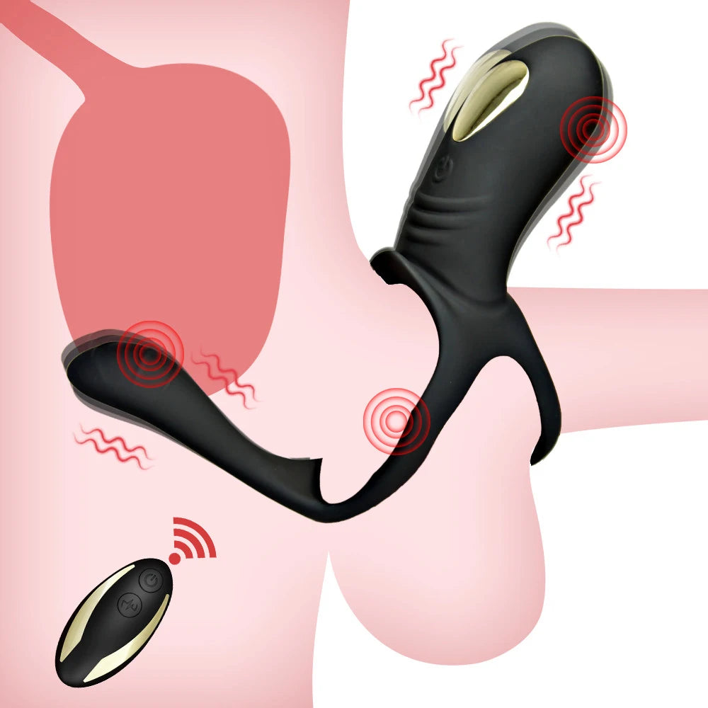 Anillo vibrador para pene con estimulación clitoriana y del punto G para parejas