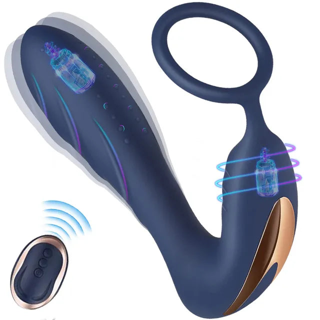 Vibrador para próstata con anillo para el pene