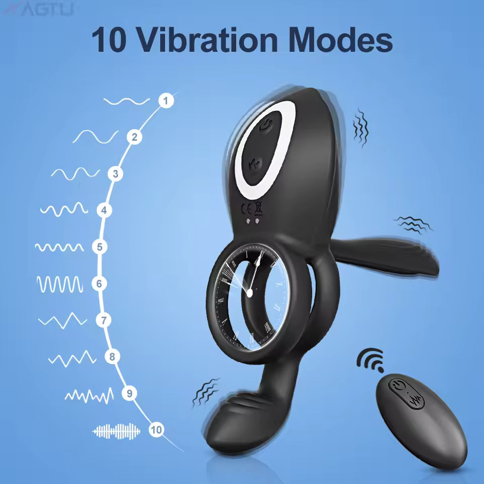 Juguete sexual masculino – Anillo vibrador para el pene, control remoto y estimulación del punto G