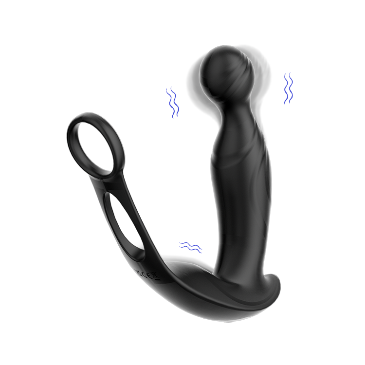 Masajeador de próstata vibratorio con anillo para el pene incorporado para mayor placer