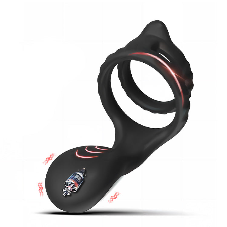 Anillo vibrador para el pene y estimulación testicular para una erección mejorada y placer prostático
