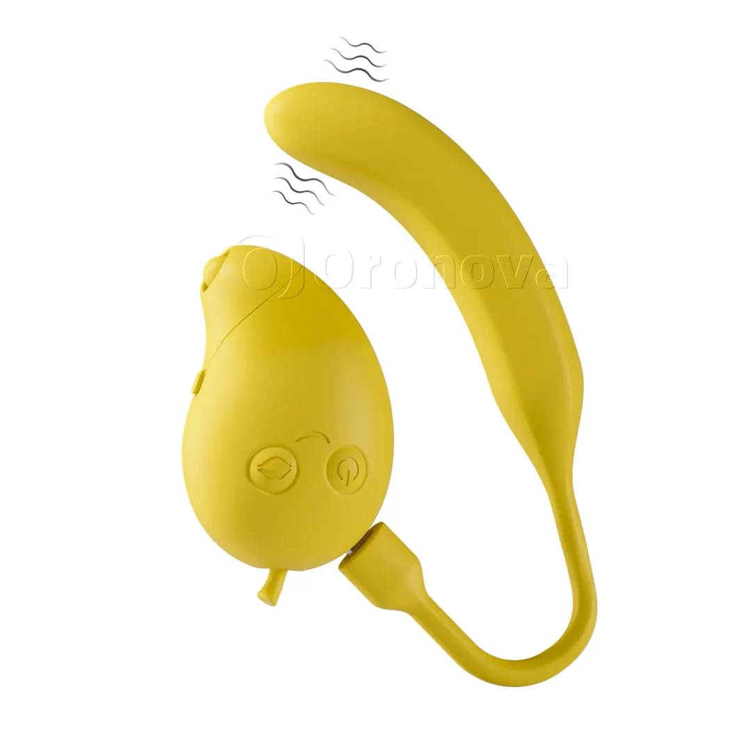 Vibrador Bluetooth de doble estimulación 2 en 1 con succión y golpeteo, sabor mango y plátano