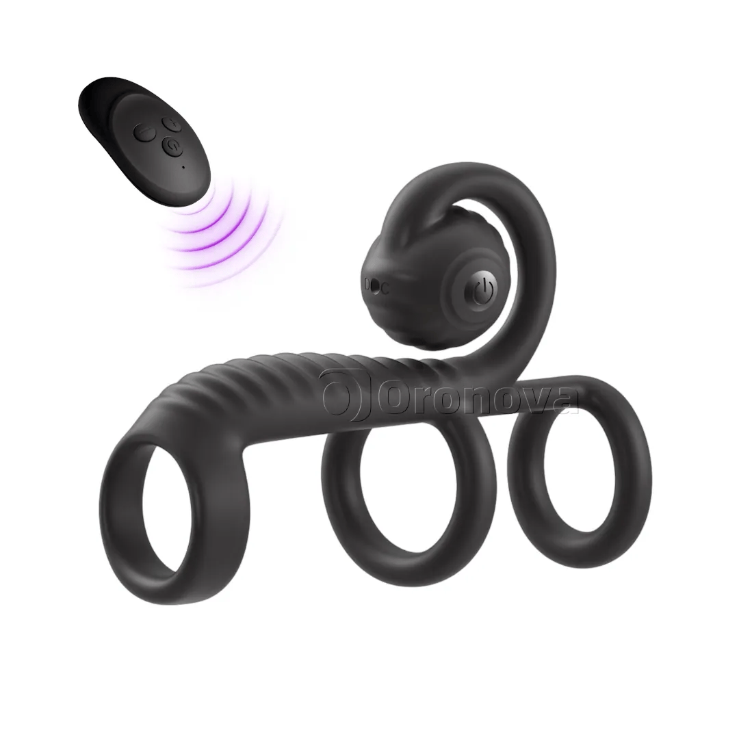 Control remoto de vibración de diseño de tres anillos con cabeza de vibración redondeada