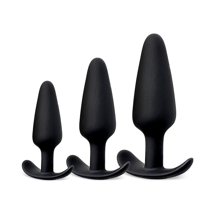 Juego de 3 piezas de tapones anales para principiantes con base curva