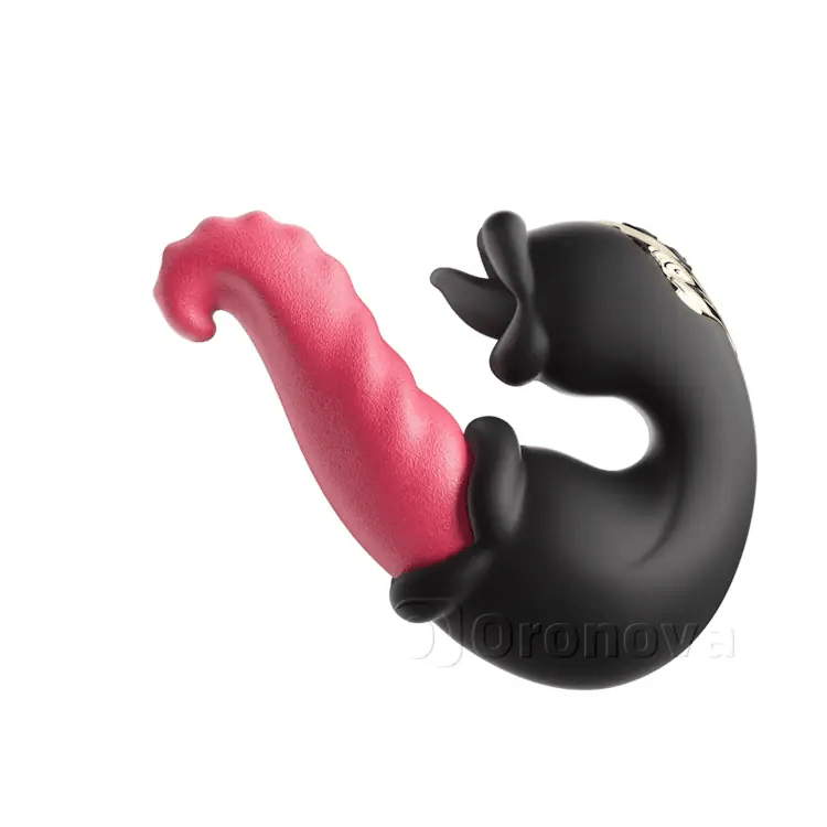 Vibrador Dual Rose con eje de empuje y lengua que lame