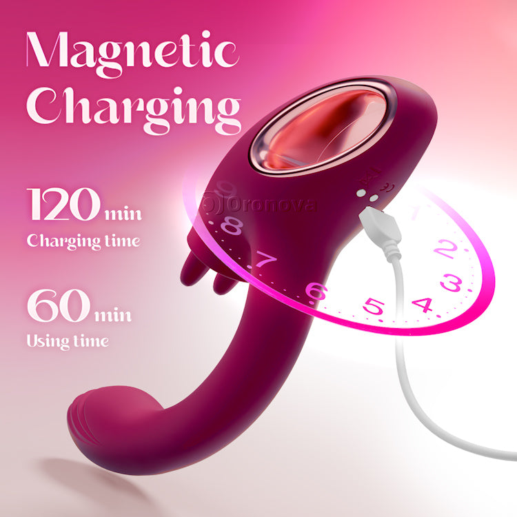 Vibrador gemelo para estimular el punto G con lamido