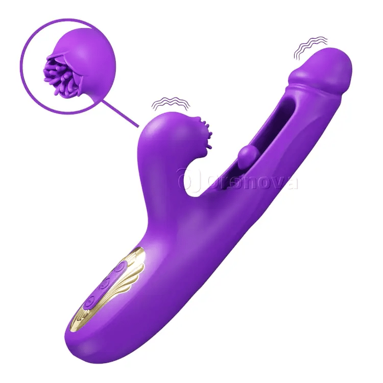 Vibrador de empuje y tracción, estimulando el clítoris, triple estimulación