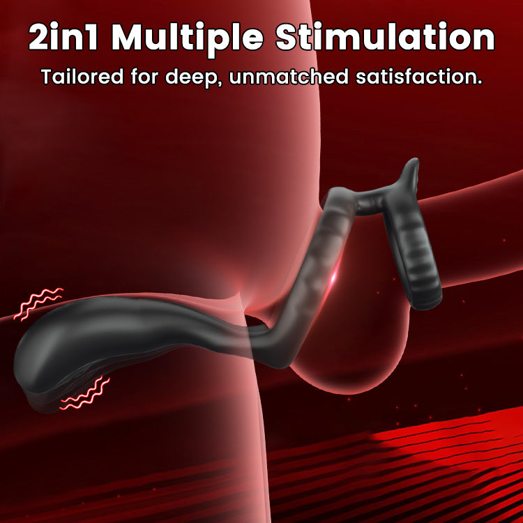 Anillo vibrador para el pene y estimulación testicular para una erección mejorada y placer prostático