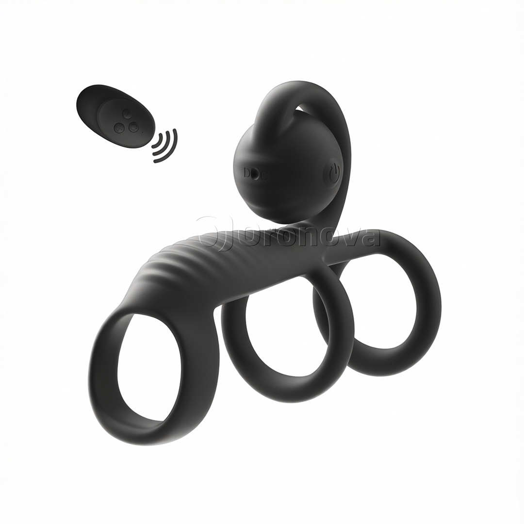 Control remoto de vibración de diseño de tres anillos con cabeza de vibración redondeada