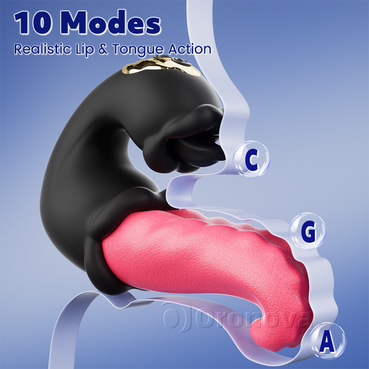Vibrador Dual Rose con eje de empuje y lengua que lame