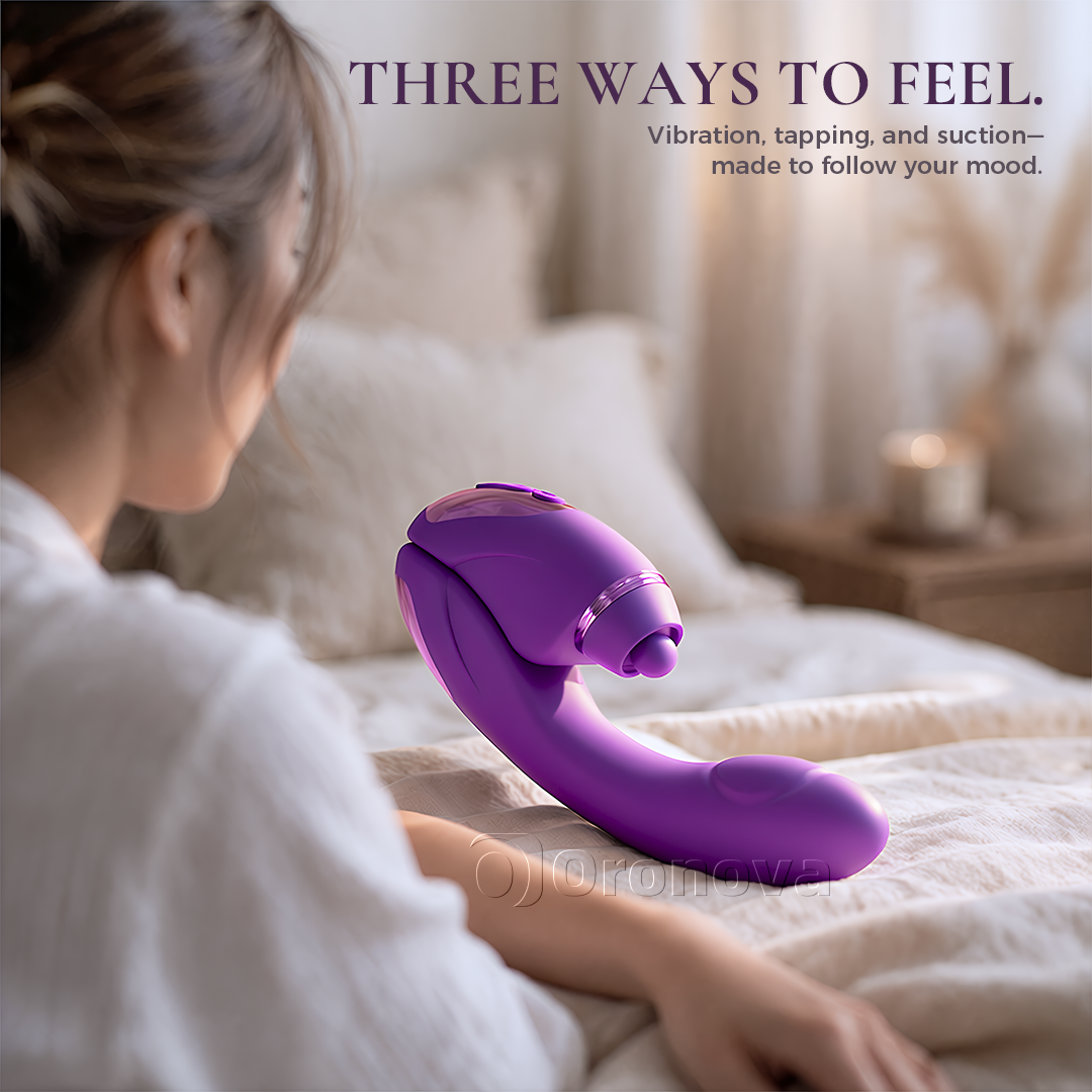 Vibrador de doble función 2 en 1 con 10 modos de vibración, 10 modos de golpeteo y 4 cabezales intercambiables