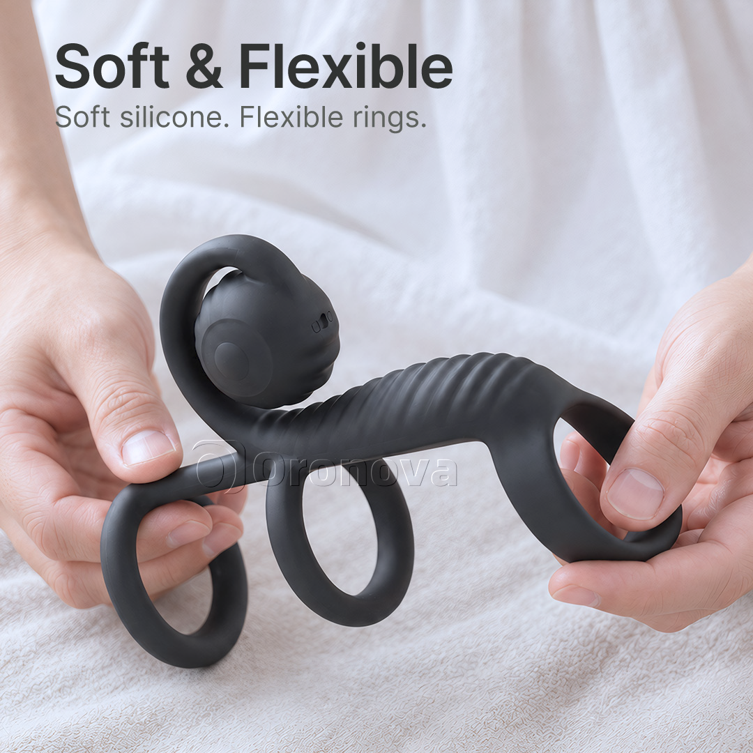 Control remoto de vibración de diseño de tres anillos con cabeza de vibración redondeada