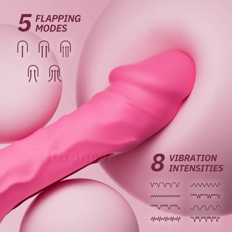 Vibrador dildo con funciones de aleteo y vibración