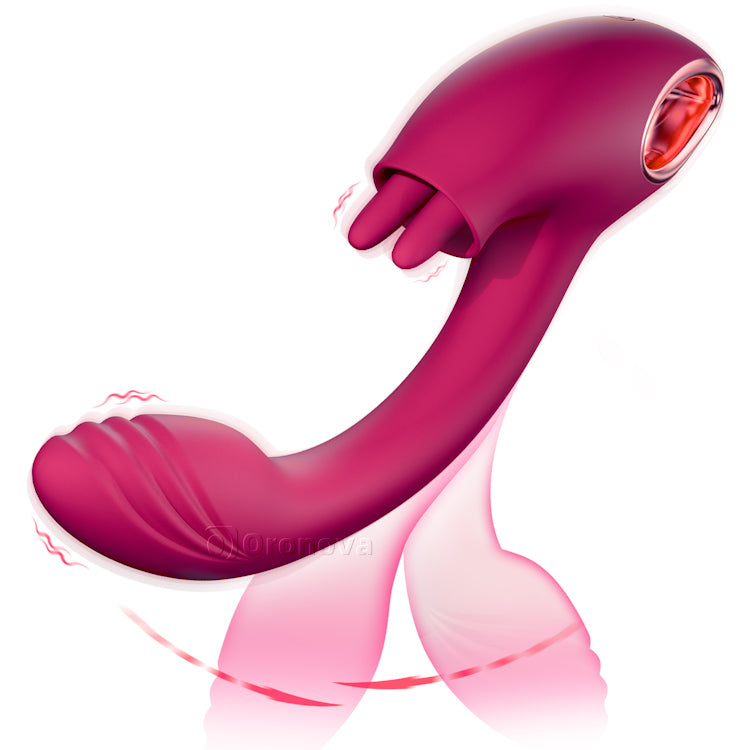 Vibrador gemelo para estimular el punto G con lamido
