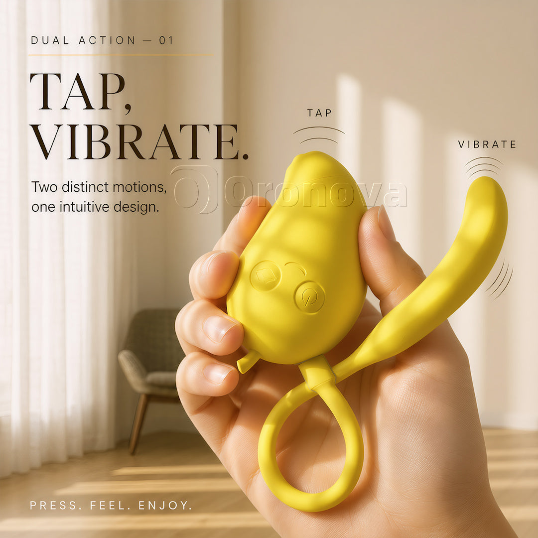 Vibrador Bluetooth de doble estimulación 2 en 1 con succión y golpeteo, sabor mango y plátano