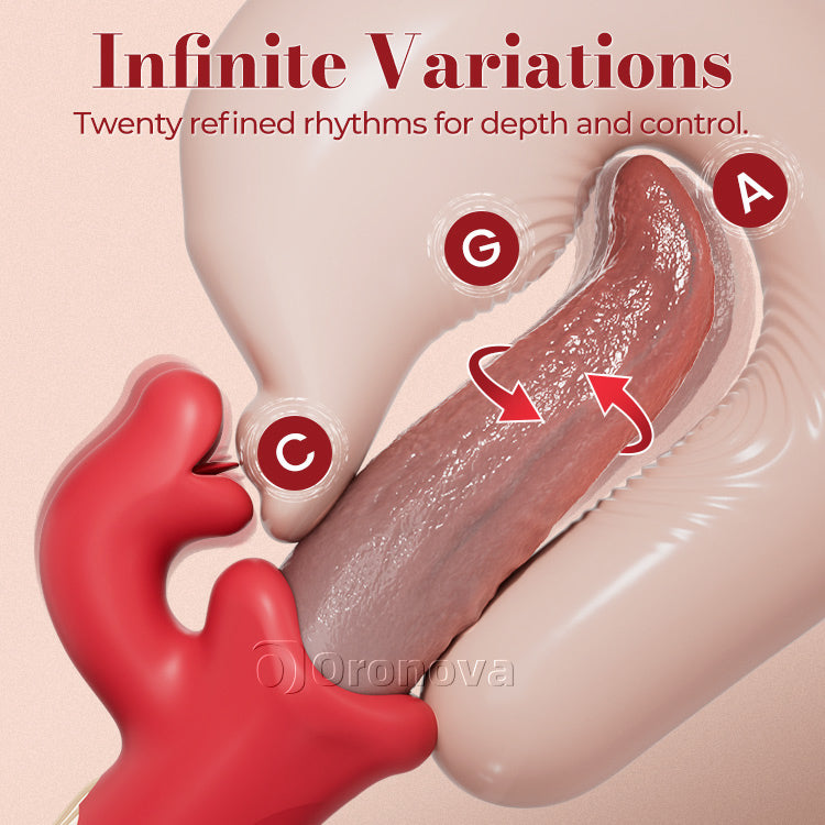 Vibrador oscilante con lengua para lamer y provocar