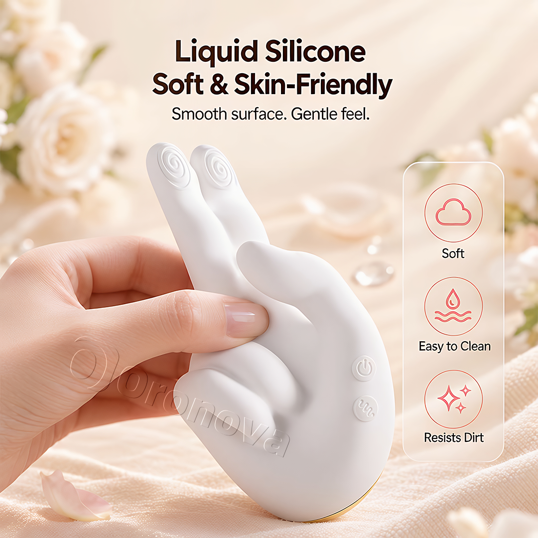 Vibrador con forma de mano - 10 modos de vibración, 10 patrones de golpeteo y estimulación con dos dedos