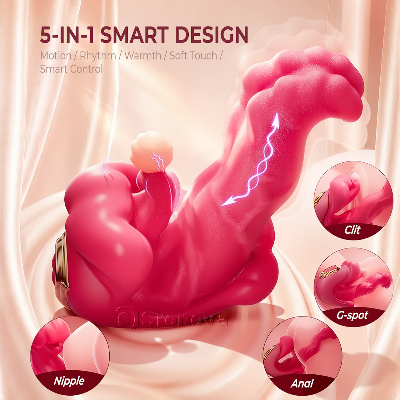 Vibrador giratorio con lengua controlado por APP 5 en 1 con calentamiento y estimulación del punto G
