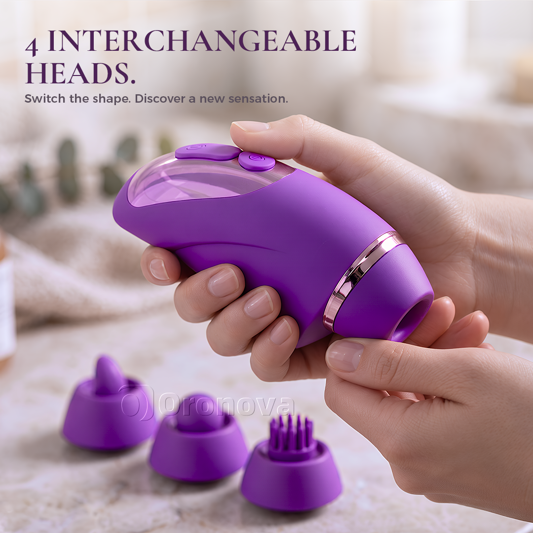 Vibrador de doble función 2 en 1 con 10 modos de vibración, 10 modos de golpeteo y 4 cabezales intercambiables