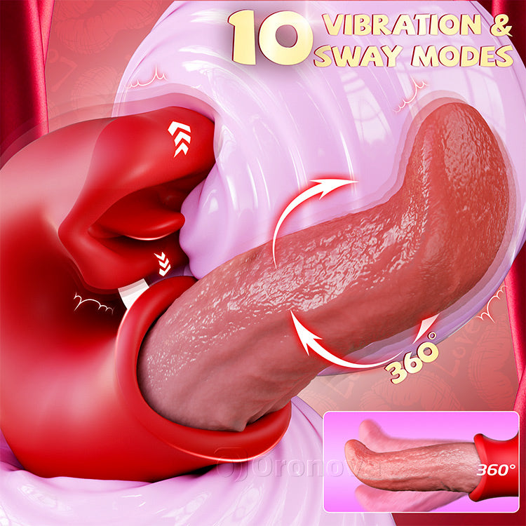 Vibrador Dildo 3 en 1 – Juguete Rosa con Acción para Punto G, Clítoris y Lengua