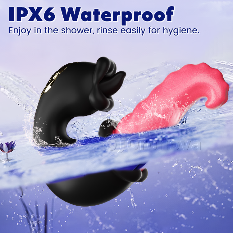 Vibrador Dual Rose con eje de empuje y lengua que lame