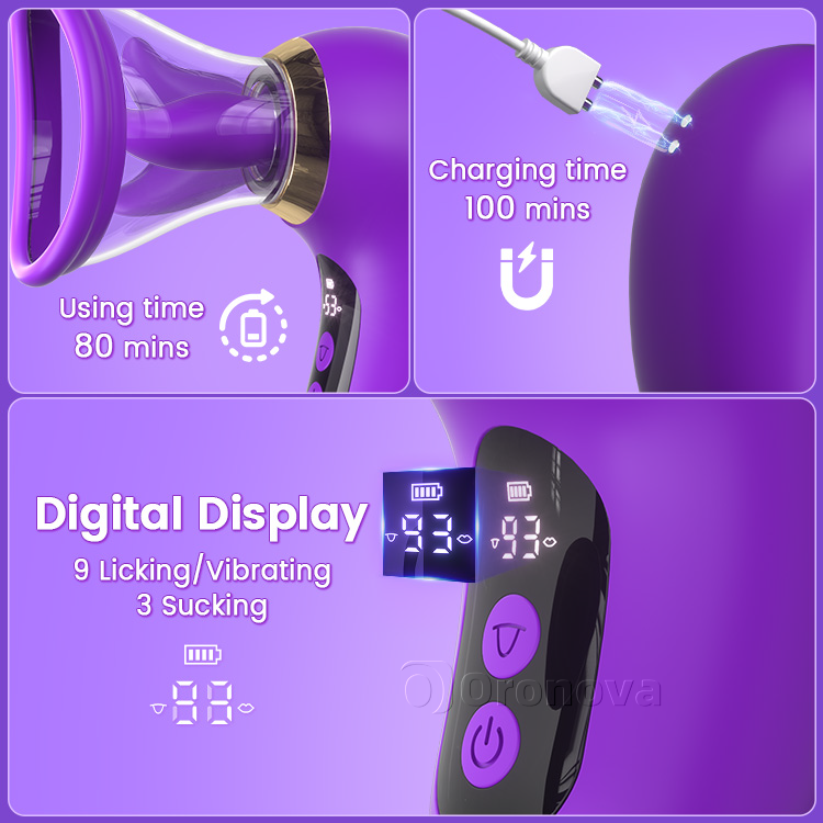 Vibrador de succión 5 en 1 con pantalla LCD