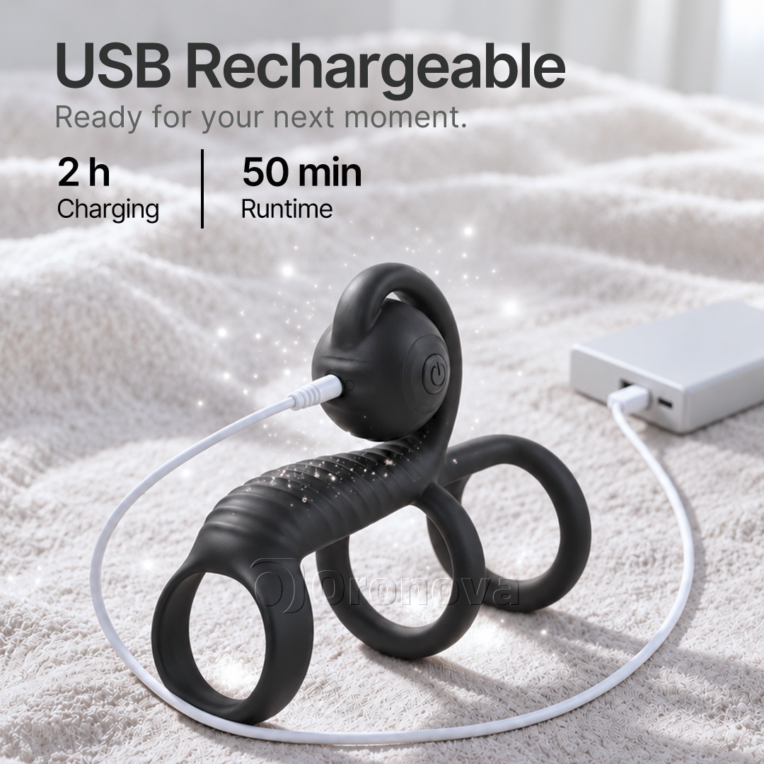 Control remoto de vibración de diseño de tres anillos con cabeza de vibración redondeada