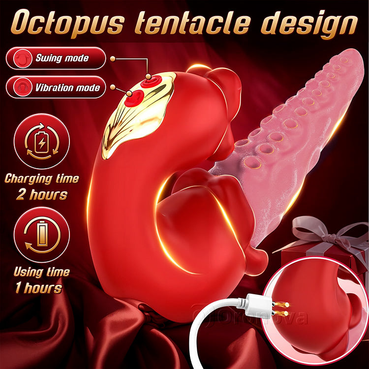 Vibrador de pulpo 2 en 1 con lengua estimulante – 10 modos de vibración