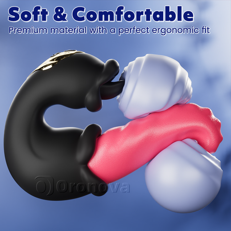 Vibrador Dual Rose con eje de empuje y lengua que lame
