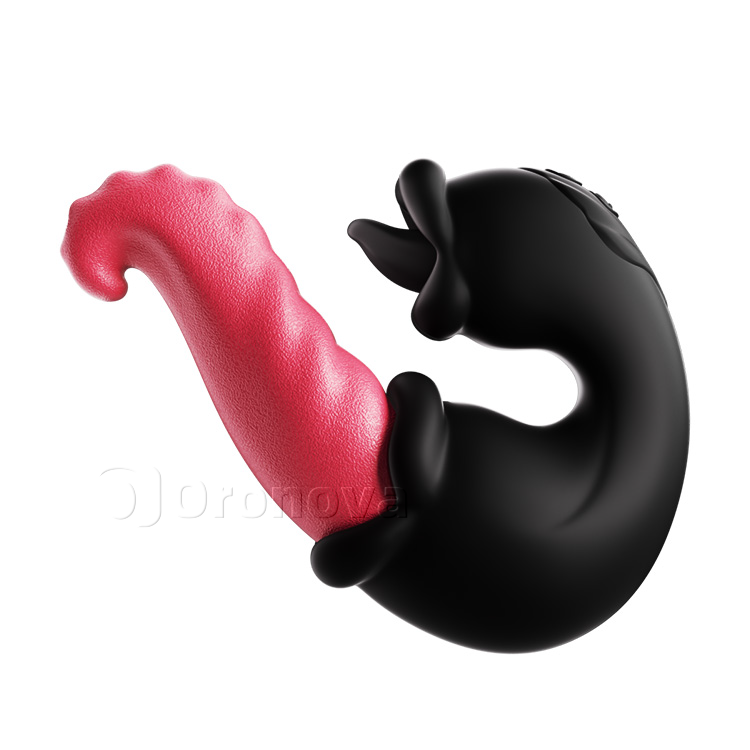 Vibrador Dual Rose con eje de empuje y lengua que lame