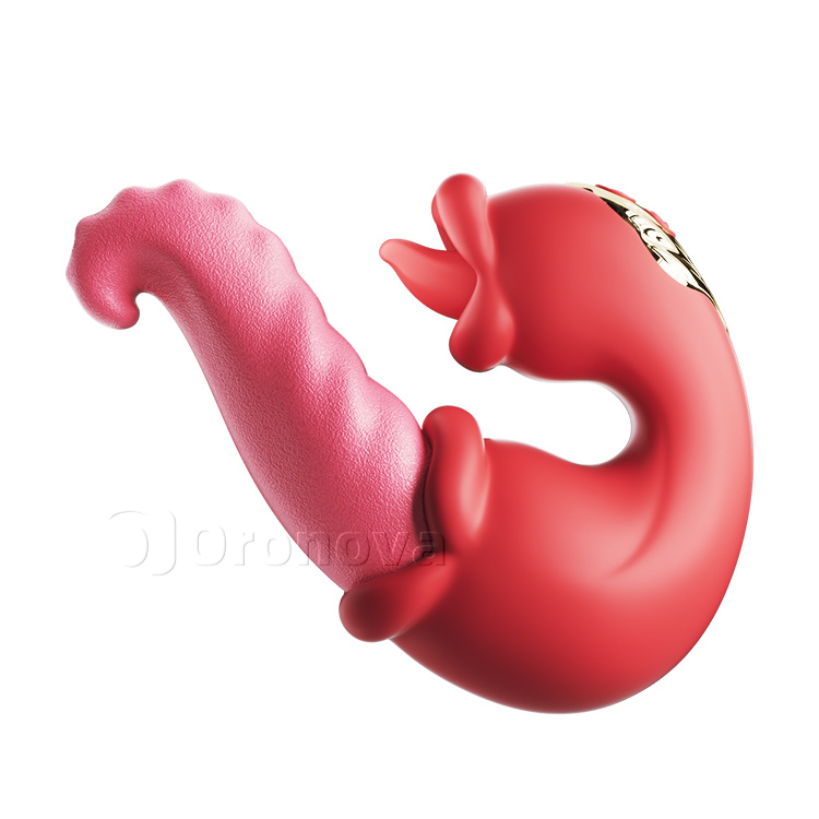 Vibrador de Punto G con Empuje Twin Rose - Lengua Estimulante y Vibración