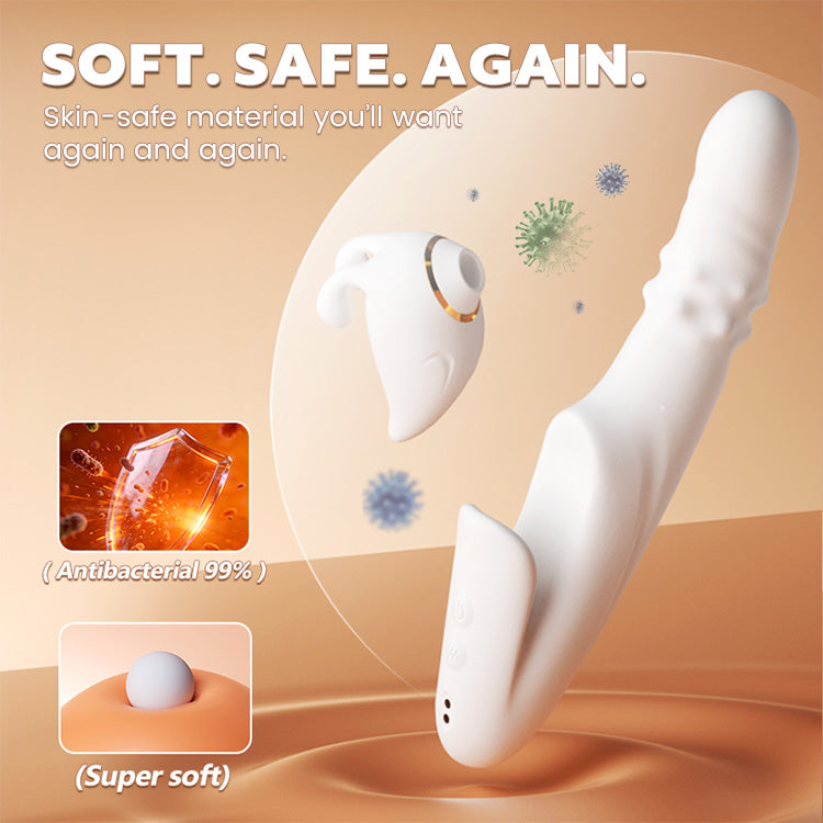 Vibrador 2 en 1 con succión y empuje desmontable con control por app