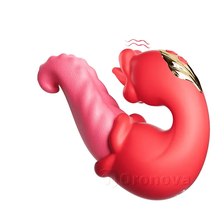 Twin Rose Vibrador de empuje para punto G - Lengua provocativa y vibrante